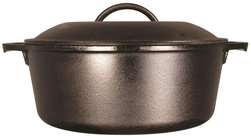 Lodge Cast Iron Dutch Oven - Loop Handle Cooking Vessel - Even Heat Retention - Oven-Safe, Versatile Pot - 7 Quart