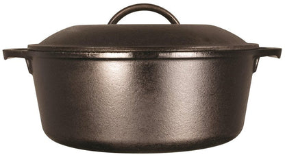 Lodge Cast Iron Dutch Oven - Loop Handle Cooking Vessel - Even Heat Retention - Oven-Safe, Versatile Pot - 7 Quart