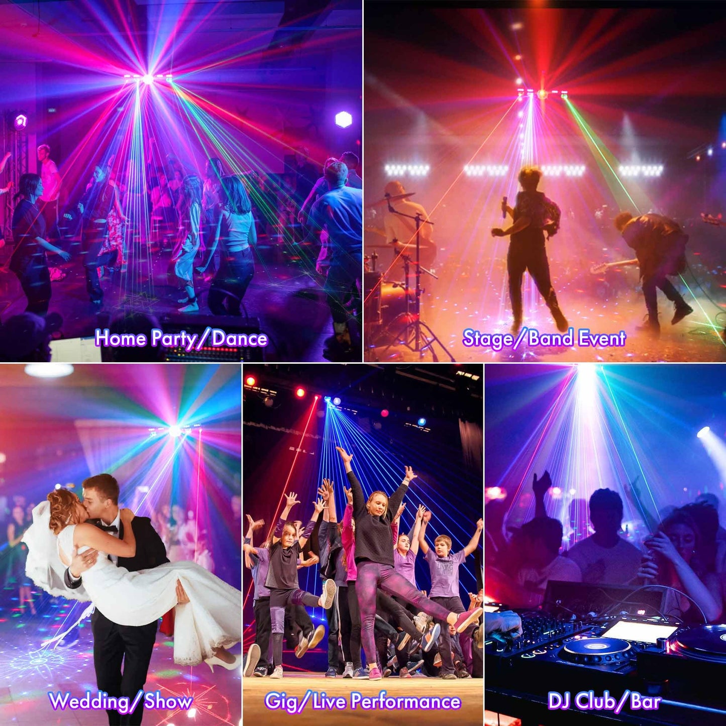ENDYSHOW DJ Light with Stand,7IN1 DJ Disco Party Light with Stand&Carry Bag RGB Par Lights,Rotating Ball,Strobe,UV Lighting by DMX Sound Activated Remote Control for Parties Gig Bar Stage