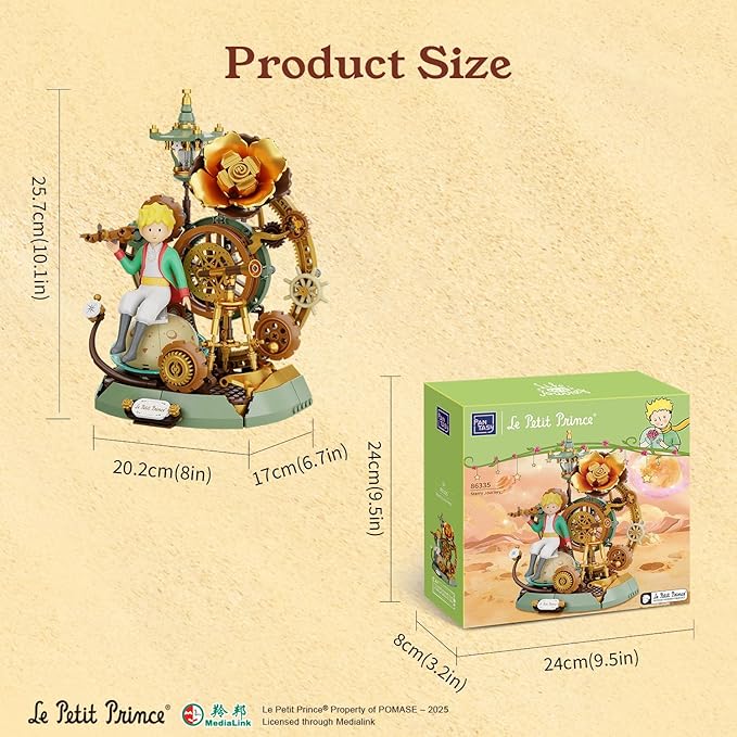 PANTASY The Little Prince – Starry Journey Building Set Vintage Mechanical Pocket Watch-Inspired Model with Gears Telescope &amp Golden Rose Collectible Display Toy with Exclusive Prince Figure
