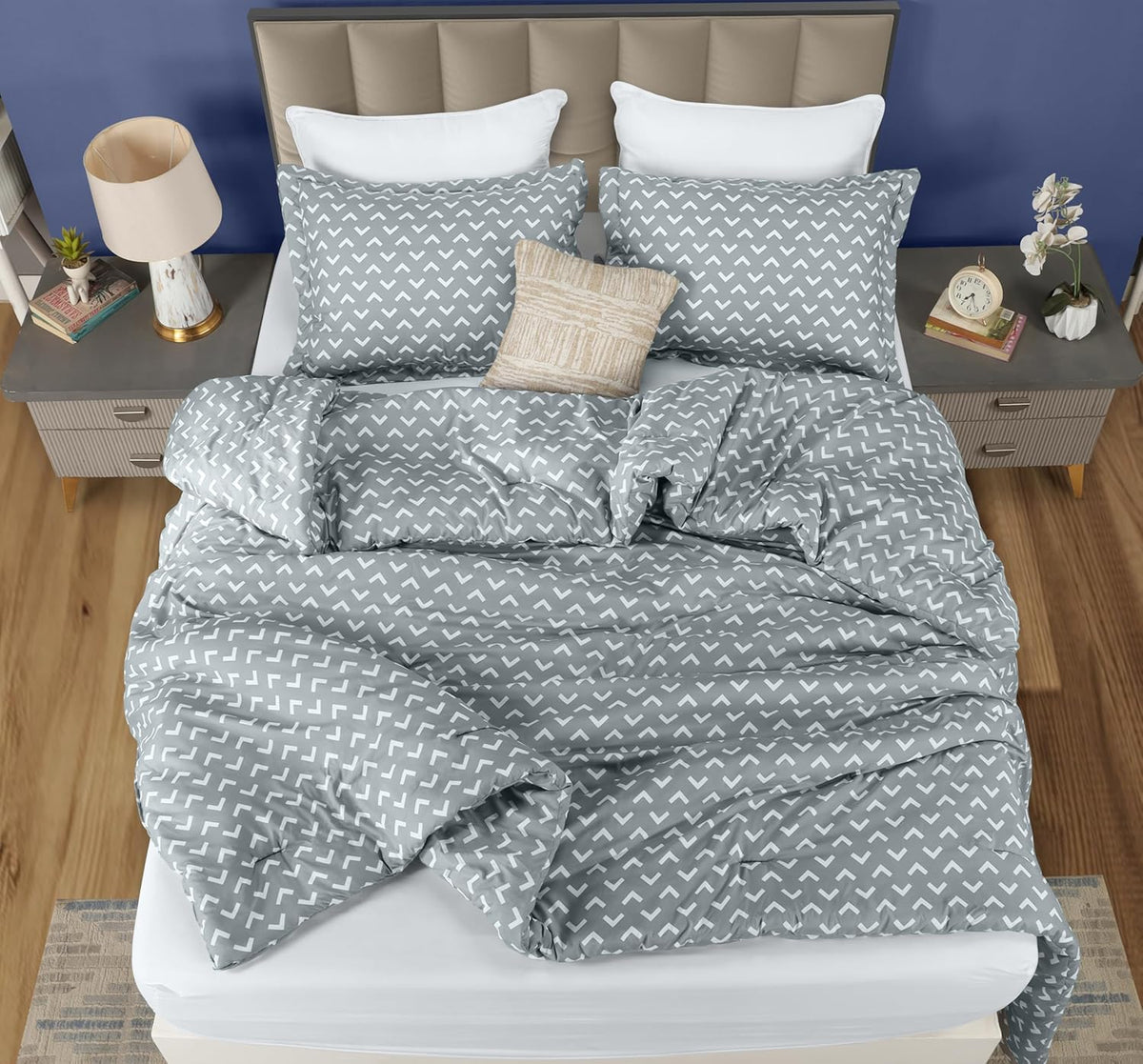 Utopia Bedding Queen Comforter Set - 3 Piece Arrow White Design | Soft Down Alternative Bedding (88x88 in)