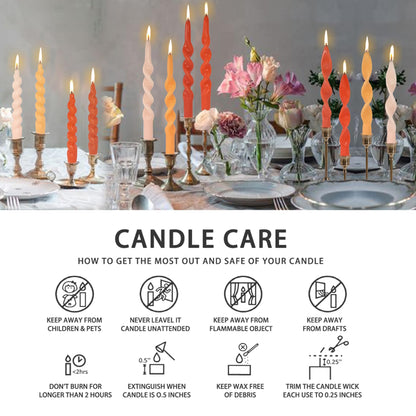 Colorful Candlestick Spiral Taper Candle, Gedengni 7.2inches Handcrafted Twisted Candlesticks Short Taper Candles Unscented Candle Sticks for Wedding Home Dinner Women Gifts,2S-Yellow Orange
