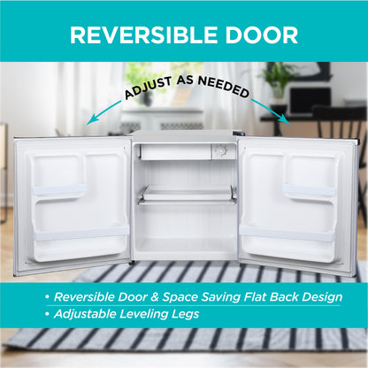 BLACK+DECKER 1.7 Cu. Ft. Compact Refrigerator, ENERGY STAR Certified, Single Door Mini Fridge with Chiller Compartment, Personal Fridge for Home or Dorm Room, R600a Refrigerant, BCRK17V,Stainless Look