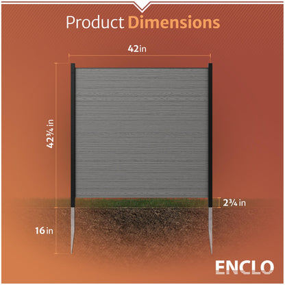Enclo Privacy Screens EC18002 Lincoln WoodTek Vinyl Outdoor Privacy Screen, Conceals Trash Bins and A/C Units, Full-Coverage No-Dig Kit 3.5ft H x 3.5ft W, Charcoal Color (2-Panels)