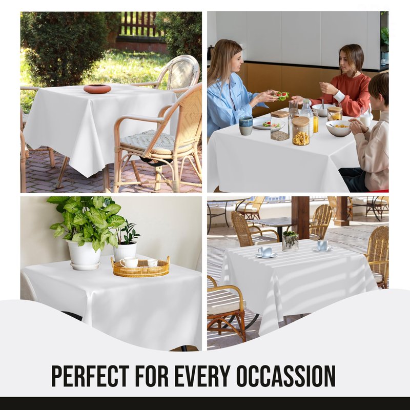 Party Solids 12-Pack White Round Plastic Tablecloth Disposable – Size: 108 Inches – Round Plastic Table Cloths for Parties, Picnics & Formal Events