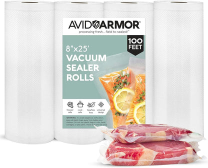 Avid Armor Vacuum Sealer Bags - Heavy Duty 8x25 Rolls | BPA-Free Food Storage & Meal Prep Bags