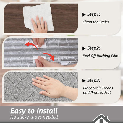BEQHAUSE Non-Slip Carpet Stair Treads - Soft Indoor Stair Runners, 9" x 28", 15pcs, Grey, Machine Washable