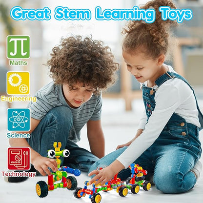 Kids STEM Building Toys for 3 4 5 6 7 8+ Year Old Boy Girl Birthday Gift 125 Pcs Preschool Classroom Educational Building Blocks Stem Kits Activities Ages 3-5 4-8 5-7 6-8 Engineering Creative Games