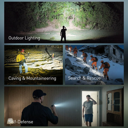 NEXTORCH HL10 10000 Lumens Tactical Search Flashlight, Compact Rechargeable Ultra-Bright LED Light with 476m Beam, USB-C Fast Charging, IP67 Waterproof Flat-Body Design for Rescue, Caving & Emergency