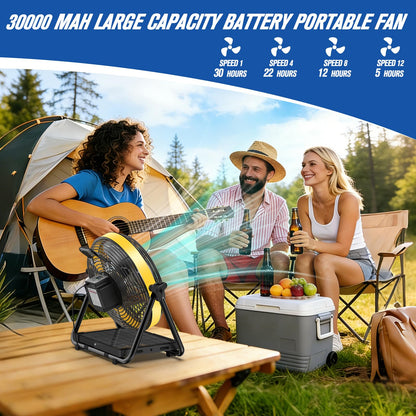 ZMLBTF Solar Fan with 10W Solar Panel, 10" Portable Camping Fan for Outside, Rechargeable Battery Powered, 2 Speed, 360° Tilt Head for Outside, Camping, Travel, Greenhouse (10 inch)