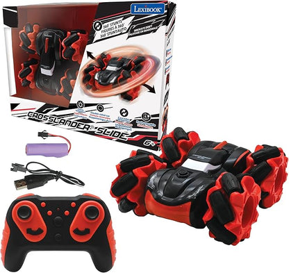 LEXiBOOK Crosslander® Slide Remote Control car up to 12km/h 4 Wheel Drive Reversible Crazy 360° Stunts Light Effects Rechargeable RC58