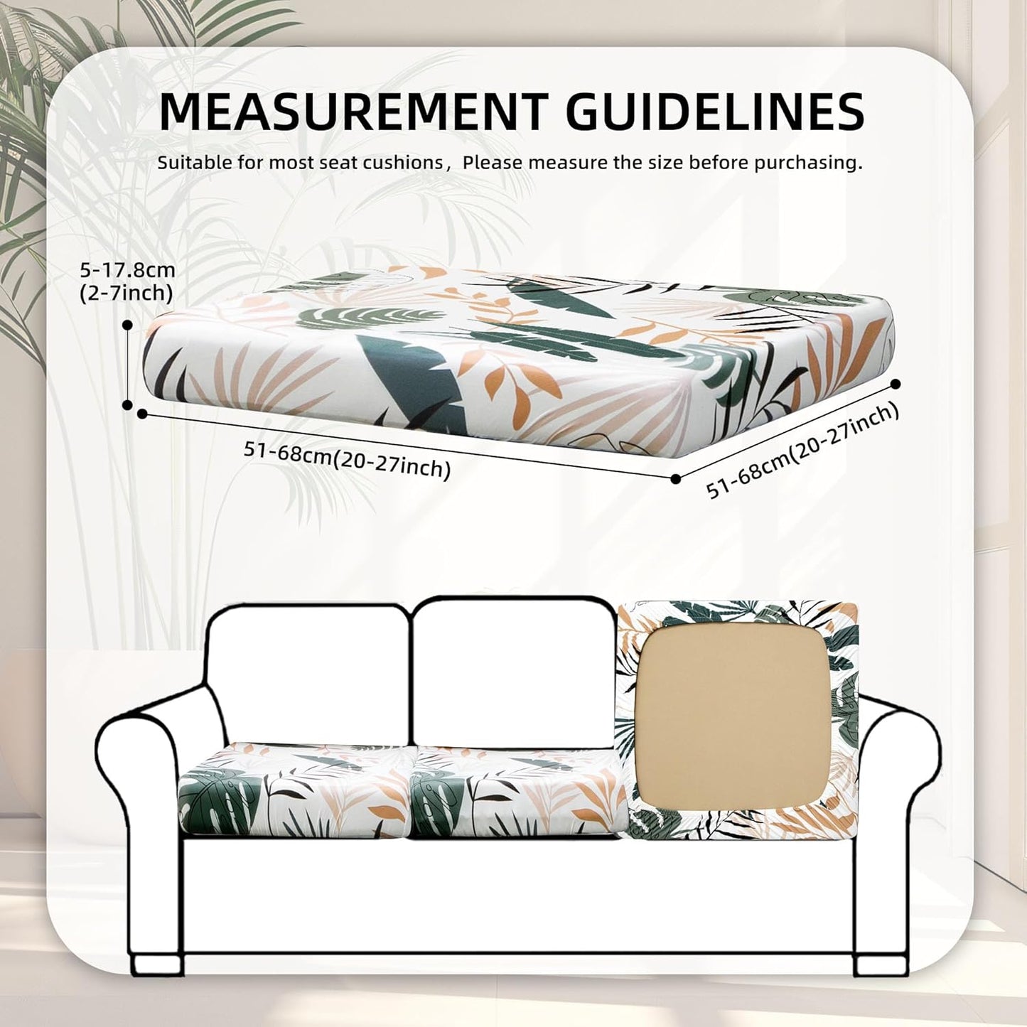 Skiennix 8-Piece Stretch Patio Cushion Covers - Washable Outdoor Sofa Slipcovers | Coconut Trees Design