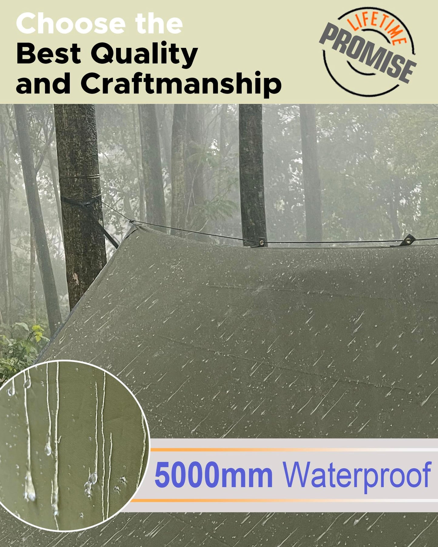 Sunyear Camping Hammock with Net & Rain Fly - Double & Single Hammock with House-Like Net- Easy Setup & Pack, Lightweight & Portable, Perfect for Hiking, Backpacking, Outdoor Sleeping