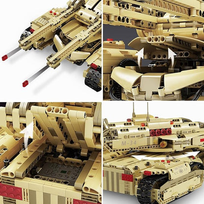 Mould King 20011 Technology MOC Building Block Tank Remote Control Rechargeable Military Mammoth Tank RC Tank Model Kits for Adult 3296 Pieces