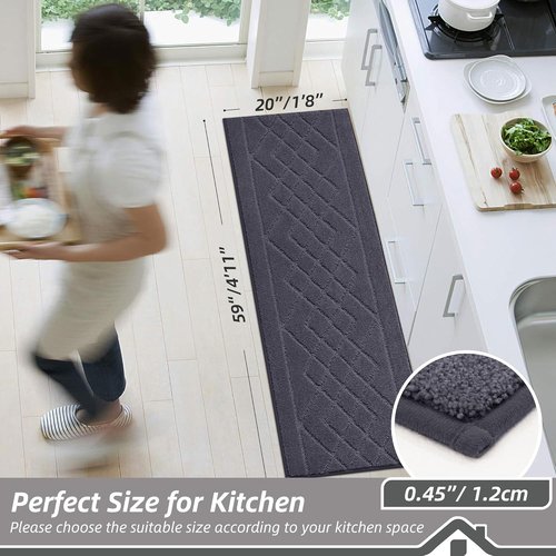 BEQHAUSE Kitchen Runner Rug - Non-Slip, Absorbent & Stain Resistant | 20"x59", Dark Grey