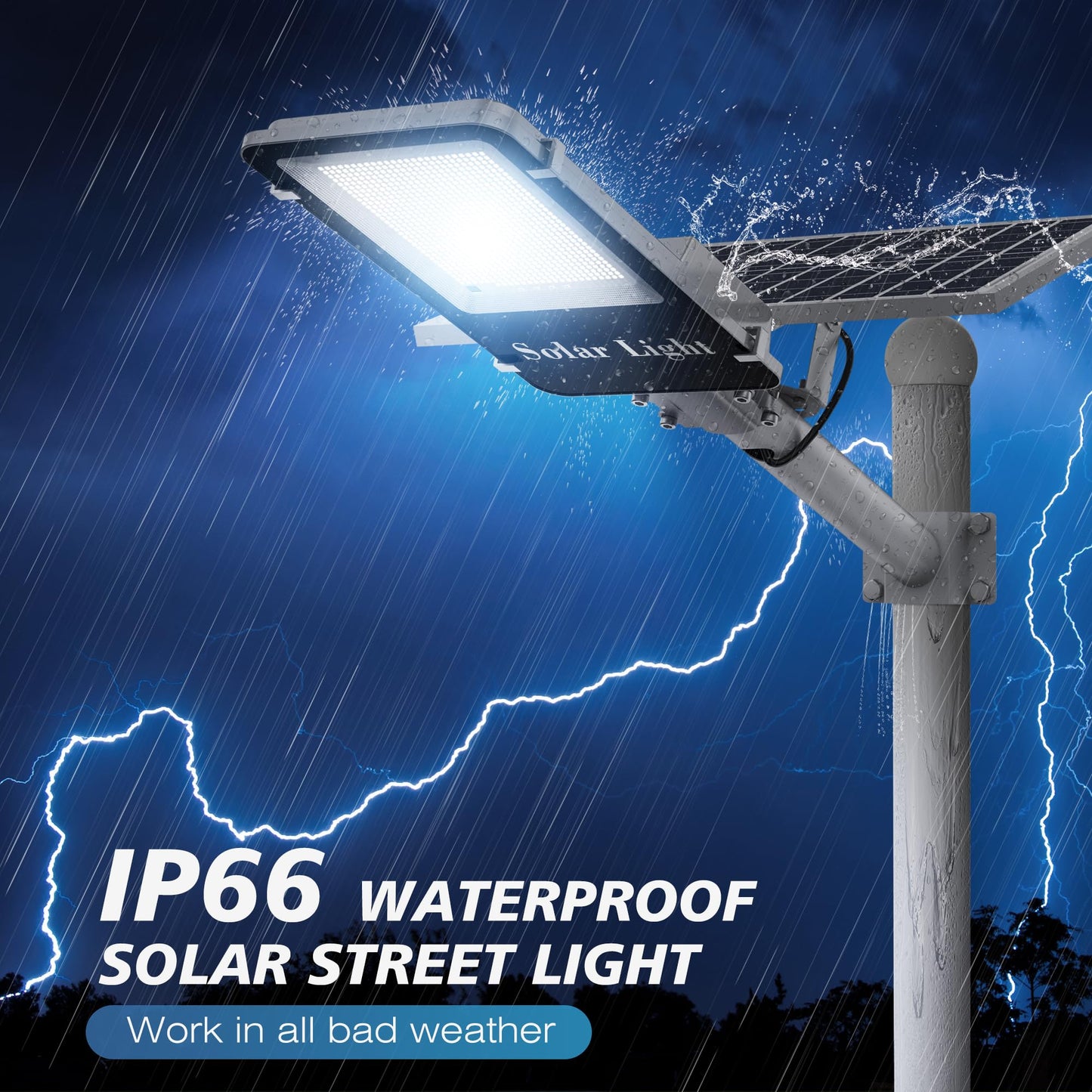 10000W Solar Street Lights Outdoor - LED 6500K Solar Lights Outdoor Dusk to Dawn, High Brightness Solar Parking Lot Lights Commercial, IP66 Waterproof Street Lights Solar Powered for Yard (2 Pack)