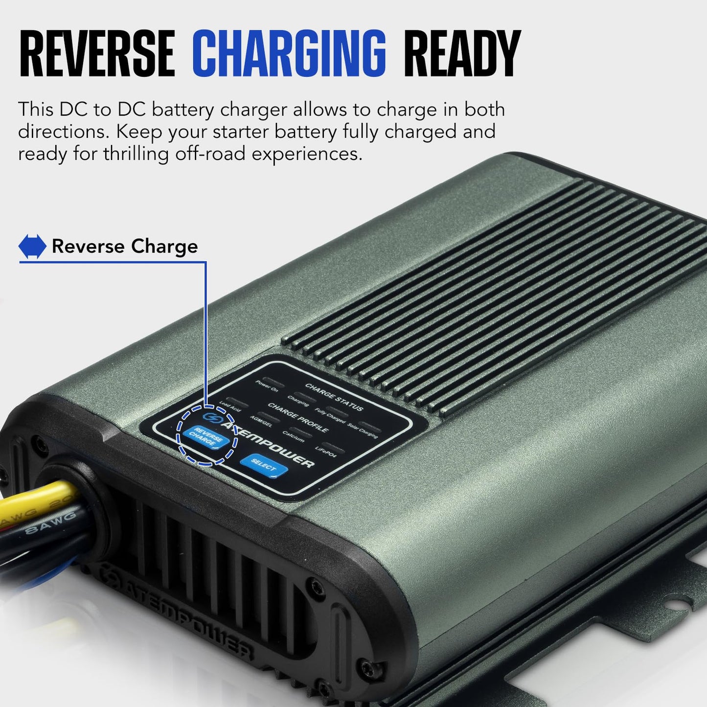 ATEM POWER 25A 12V DC to DC Battery Charger with Anderson Plug Reverse Charge MPPT for AGM, Gel, Calcium, Lead Acid, LiFePO4 Batteries of 4WDs, RVs, Campers, Trailers Multi-Protection On-Board Charger