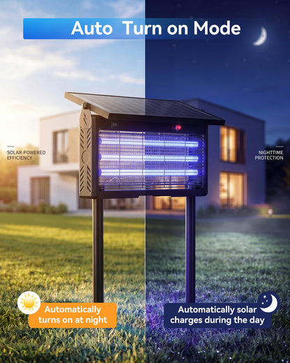 𝟐𝟎𝟐𝟔 𝐔𝐩𝐠𝐫𝐚𝐝𝐞𝐝 Solar Bug Zapper Outdoor, Mosquito Zapper Waterproof Electric Fly Zapper Rechargeable Mosquito Killer, Cordless Fly Insect Trap for Yard, Patio, Home, Garden, Camping