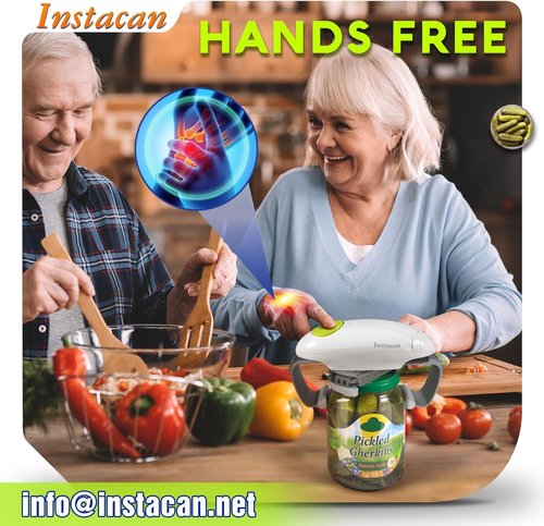 INSTACAN Electric Jar Opener - Higher Torque, One Touch Operation for Easy Lid Removal | Ideal for Seniors & Arthritic Hands (White)