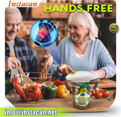 INSTACAN Electric Jar Opener - Higher Torque, One Touch Operation for Easy Lid Removal | Ideal for Seniors & Arthritic Hands (White)