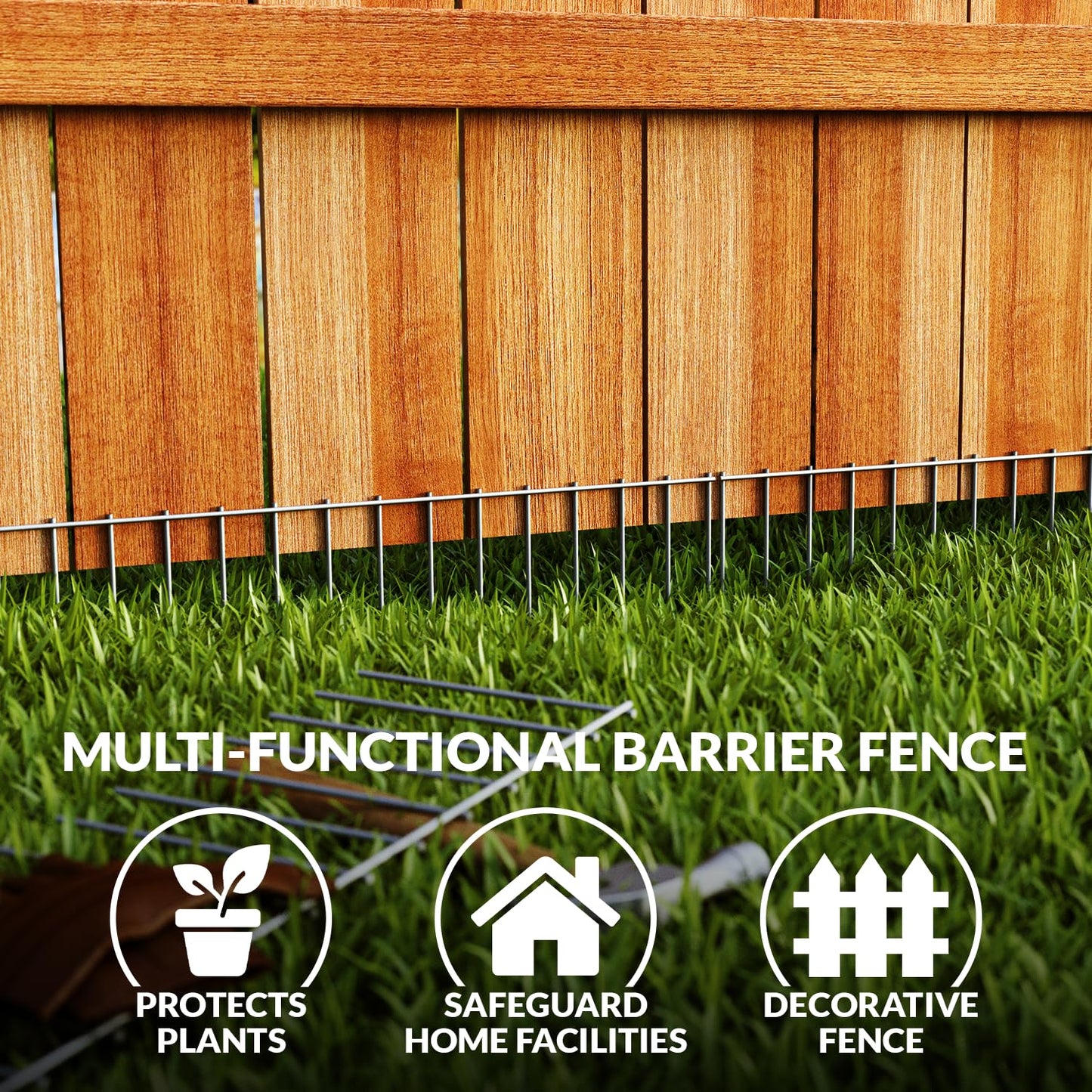 Dig Defence Original Animal Barrier Fence - Small/Medium Decorative Garden Fence, Outdoor No Dig Fence for Dogs and Rabbits, Yard and Patio - 32”(L) x 8”(H), 24 Pack