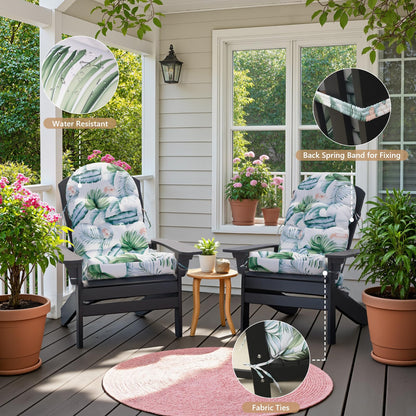 Sannwsg Adirondack Chair Cushion Set of 4, Rocking Chair Cushions, High Back Patio Cushions, Thickened Weather Resistant Patio Cushion with 6 Ties, Non Slip Fade & Waterproof