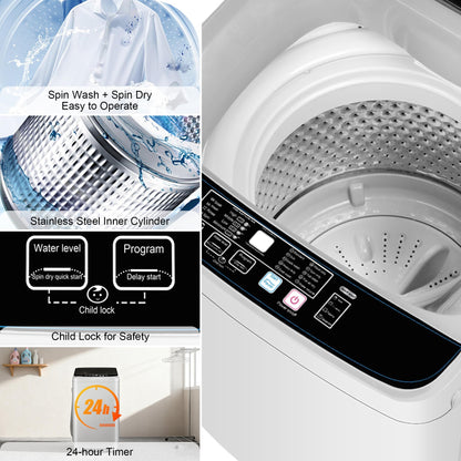 Portable Washing Machine 17.7lbs Full Automatic Portable Washer Machine for Apartment, 10 Wash Program Tub Self-cleaning Small Washing Machines for Dorm, Home, RV, Apartment, Off-White
