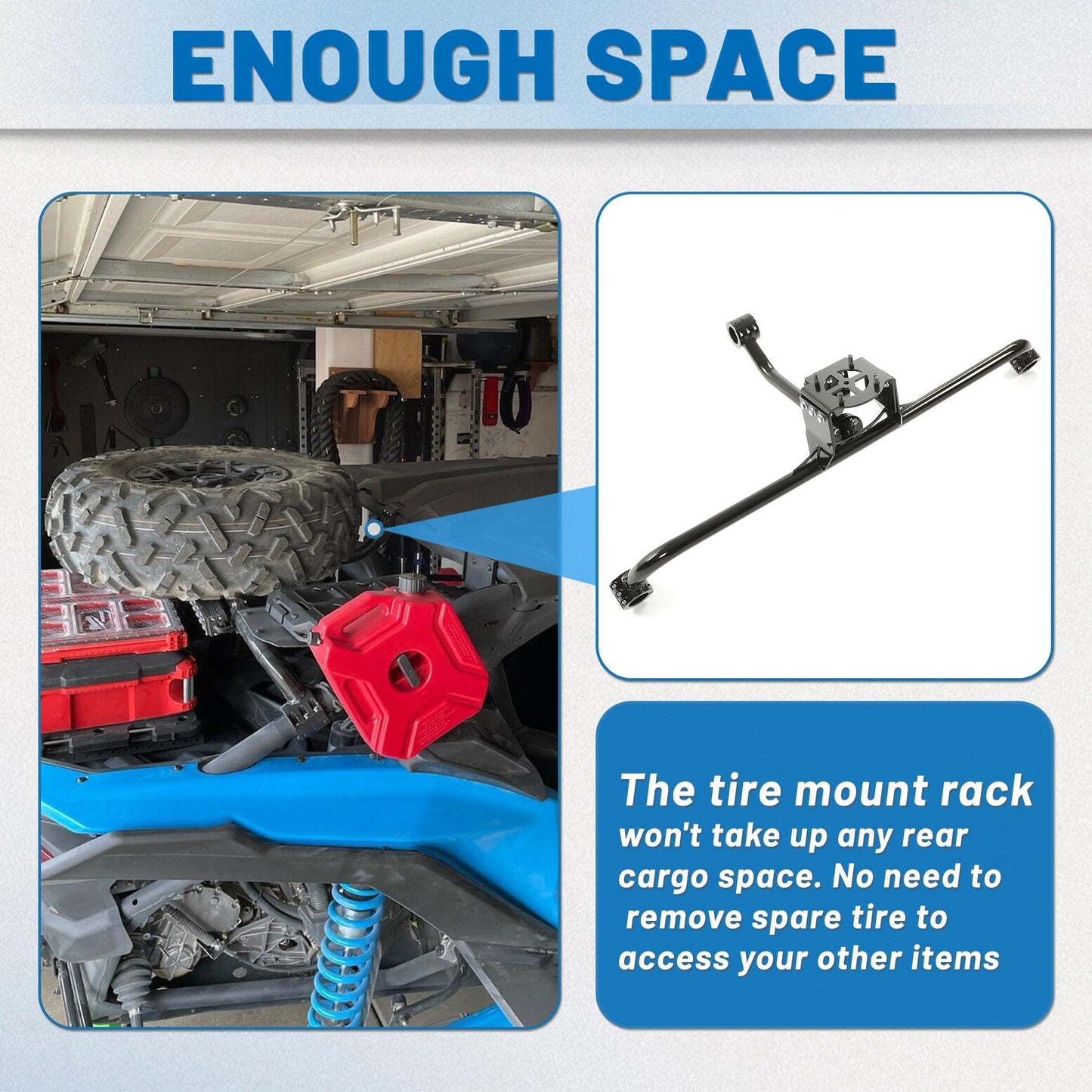 ECOTRIC Spare Tire Mount Rack Carrier Holder Compatible with 2017-2025 Can-Am Maverick X3 Turbo X3 Max R Ds Steel Hold Up to 32" Tire UTV Powder Coated