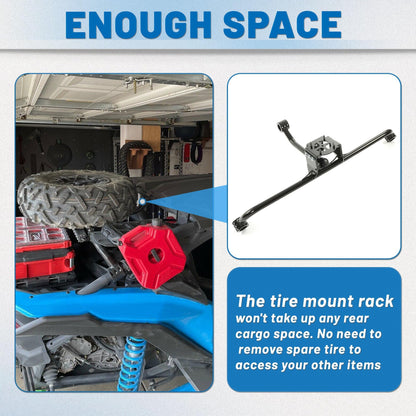 ECOTRIC Spare Tire Mount Rack Carrier Holder Compatible with 2017-2025 Can-Am Maverick X3 Turbo X3 Max R Ds Steel Hold Up to 32" Tire UTV Powder Coated