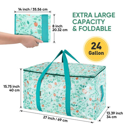 BALEINE 2-Pack Oversized Moving Bags with Reinforced Handles, Heavy-Duty Storage Tote for Clothes, Moving Supplies (Spring Stroll, 2-Pack)