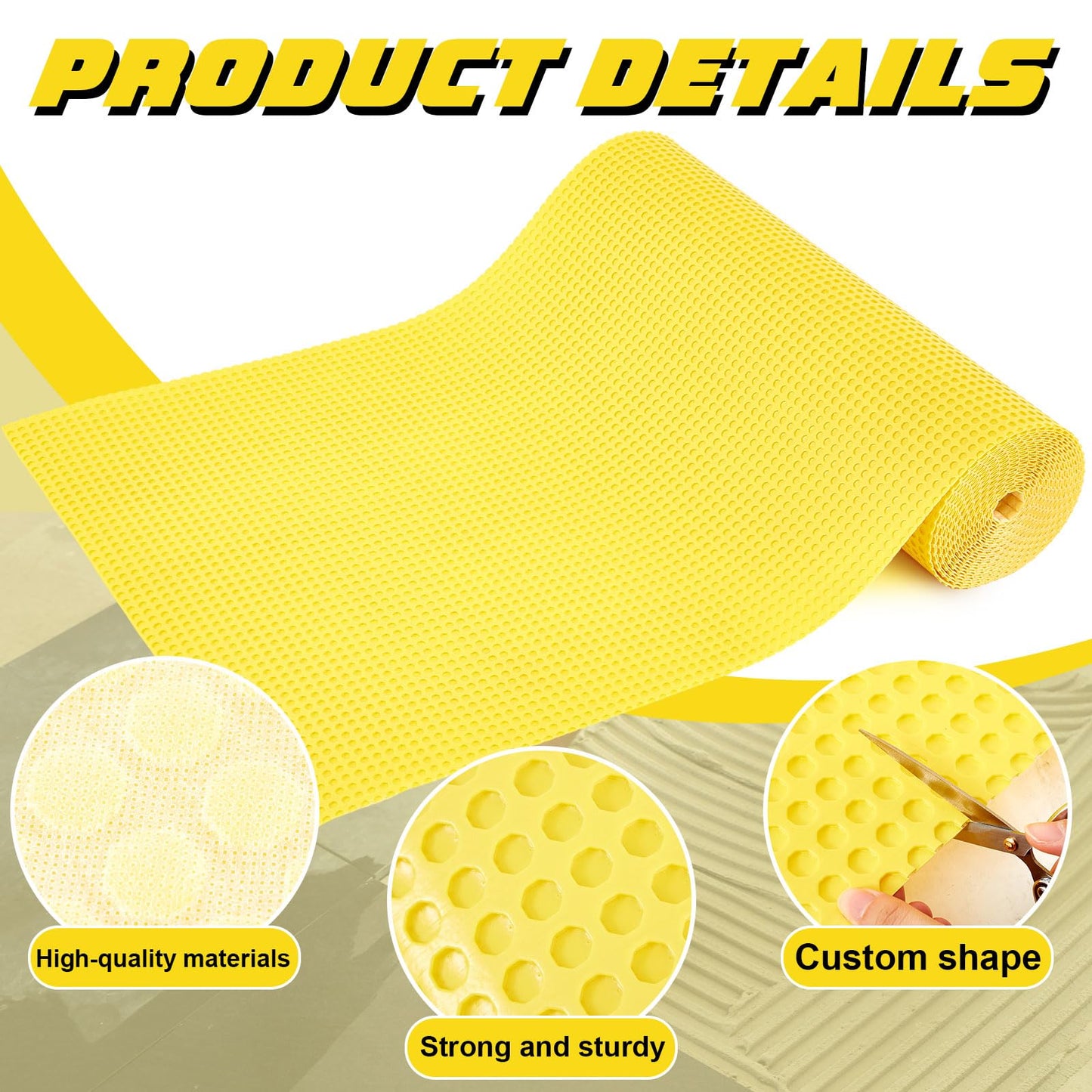 Nuanchu 1/8" Thick 161.44 Sq. ft. Uncoupling Membrane for Tile, Dimple Drainage Matting, Moisture Barrier Foundation Wrap Floor Underlayment Sub Floor Waterproof for Bathroom Shower Kitchen Basement