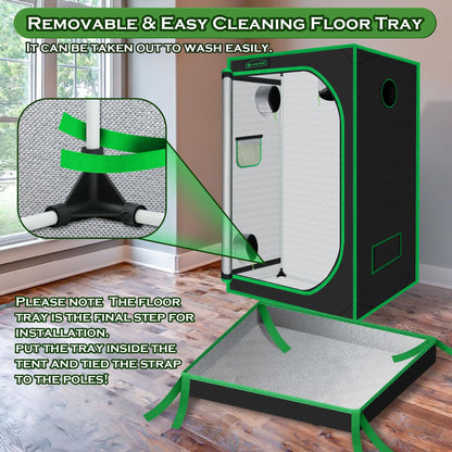 Green Hut 60"x60"x78" 600D Mylar Hydroponic Growing Tents for Plants Inside Reflective Grow Tent Growing Room Hydroponic System 5x5 Grow Tent