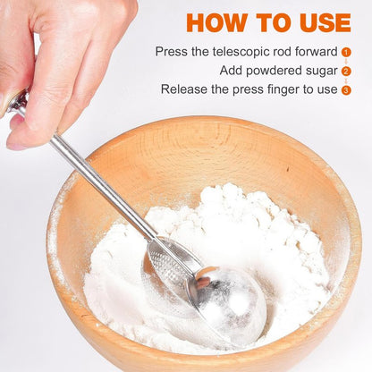 Artoshin Powdered Sugar Flour, Powdered Sugar Shaker Duster Flour Dispenser Shaker with 18/8 Stainless Steel One-handed Operation Shaker Duster for Sugar Flour and Spices