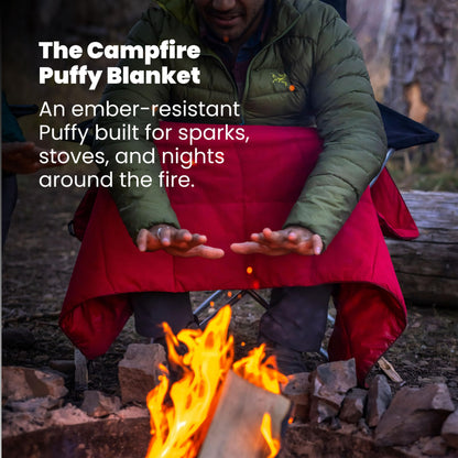 Rumpl Campfire Puffy Spark-Resistant Outdoor Blanket, Throw, Sage Navy