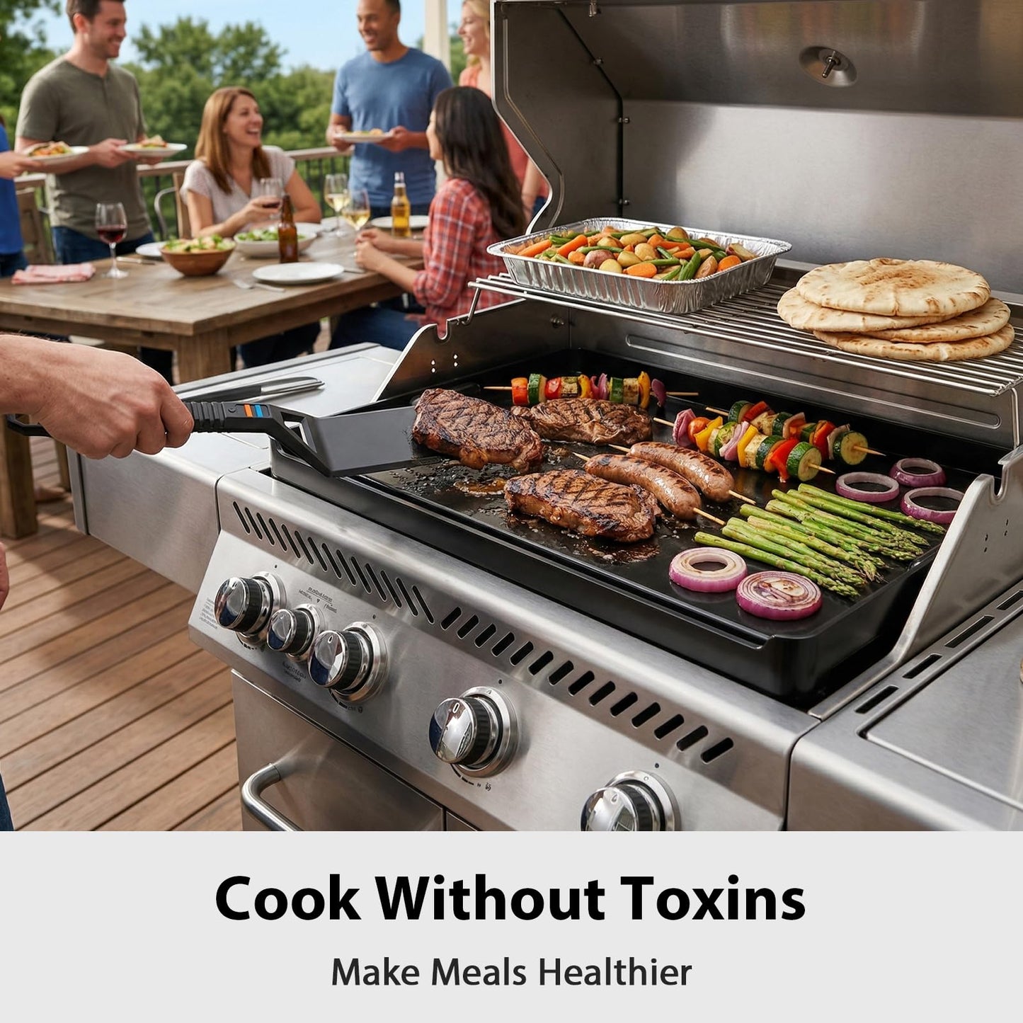 Utheer Griddle Combo Set, Cast Aluminum Flat Top Griddle with 23" x 16" Ceramic Nonstick Stove Top Griddle and Large Grill Griddle, Fast Heating Indoor Outdoor Griddle for Gas Grill, BBQ and Camping