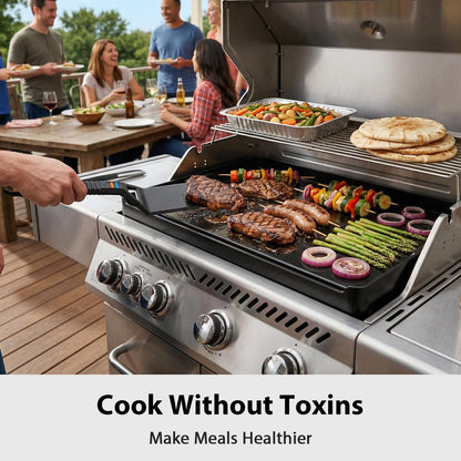 Utheer Griddle Combo Set, Cast Aluminum Flat Top Griddle with 23" x 16" Ceramic Nonstick Stove Top Griddle and Large Grill Griddle, Fast Heating Indoor Outdoor Griddle for Gas Grill, BBQ and Camping