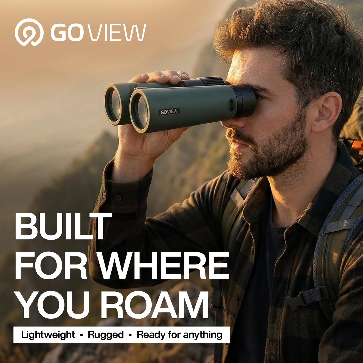 GOVIEW ZOOMR 10x42 Binoculars for Adults | Lightweight | BAK4 Prism with Fully Multi-Coated Optics Smartphone Adapter Compatible Waterproof IPX5/6 PORTR™ Strap with Easy Click Closure - Oak Green