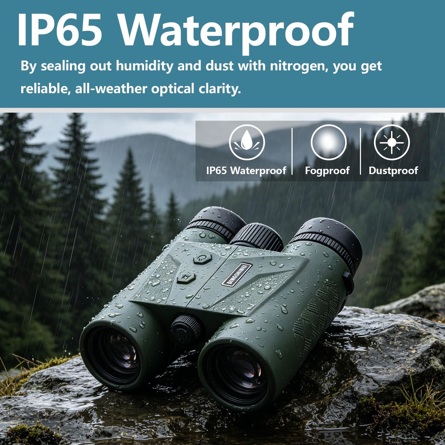 DINGSHIWEI Rangefinder Binoculars for Hunting, 1968 Yards Laser Rangefinder, 10x42 HD Optics, Fast 0.15s IP65 Waterproof ±0.5m for Golf, Bird Watching, Outdoor, Green