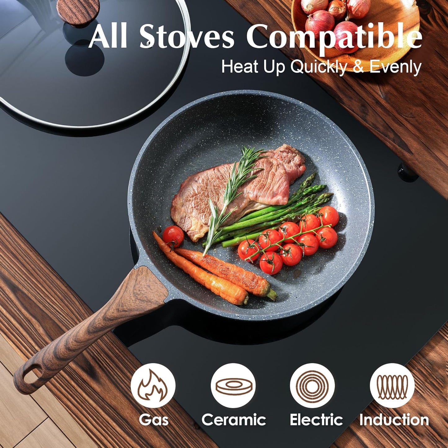 SENSARTE Nonstick Frying Pan - Healthy 8-Inch Omelet Skillet with Glass Lid | PFOA Free Cooking Pan