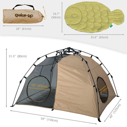 Pop-Up Cat Tent with Soft Pet Bed and 3 Tunnels - Dual Room Kitty Hideaway for Playing & Napping, Scratch-Resistant Mesh, Detachable DIY Interactive Cat Play Set, Portable Indoor Outdoor Cat Cave
