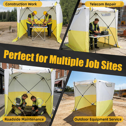 Work Tent WT-66 Pop Up Work Tent 6x6 ft Jobsite Tent, 420D Oxford PU2000mm CPAI-84 V0 Flame Retardant, Instant Tool-Free Setup Portable Work Shelter, UV50+ Heavy Duty Construction Tent