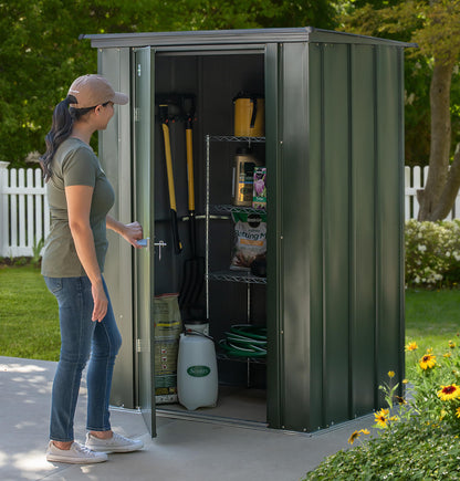 Scotts 4' x 3' x 6' Garden Storage Cabinet, Compact Outdoor Lockable Metal Shed Kit for Backyard, Patio, and Lawn