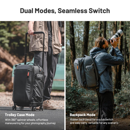 PGYTECH 2-in-1 Roller Camera Backpack, DSLR/SLR/Mirrorless Bag for Travel Photographers, Rolling Luggage with Tripod & Removable Modular & Rain Cover, Compatible with Canon, Nikon, Sony