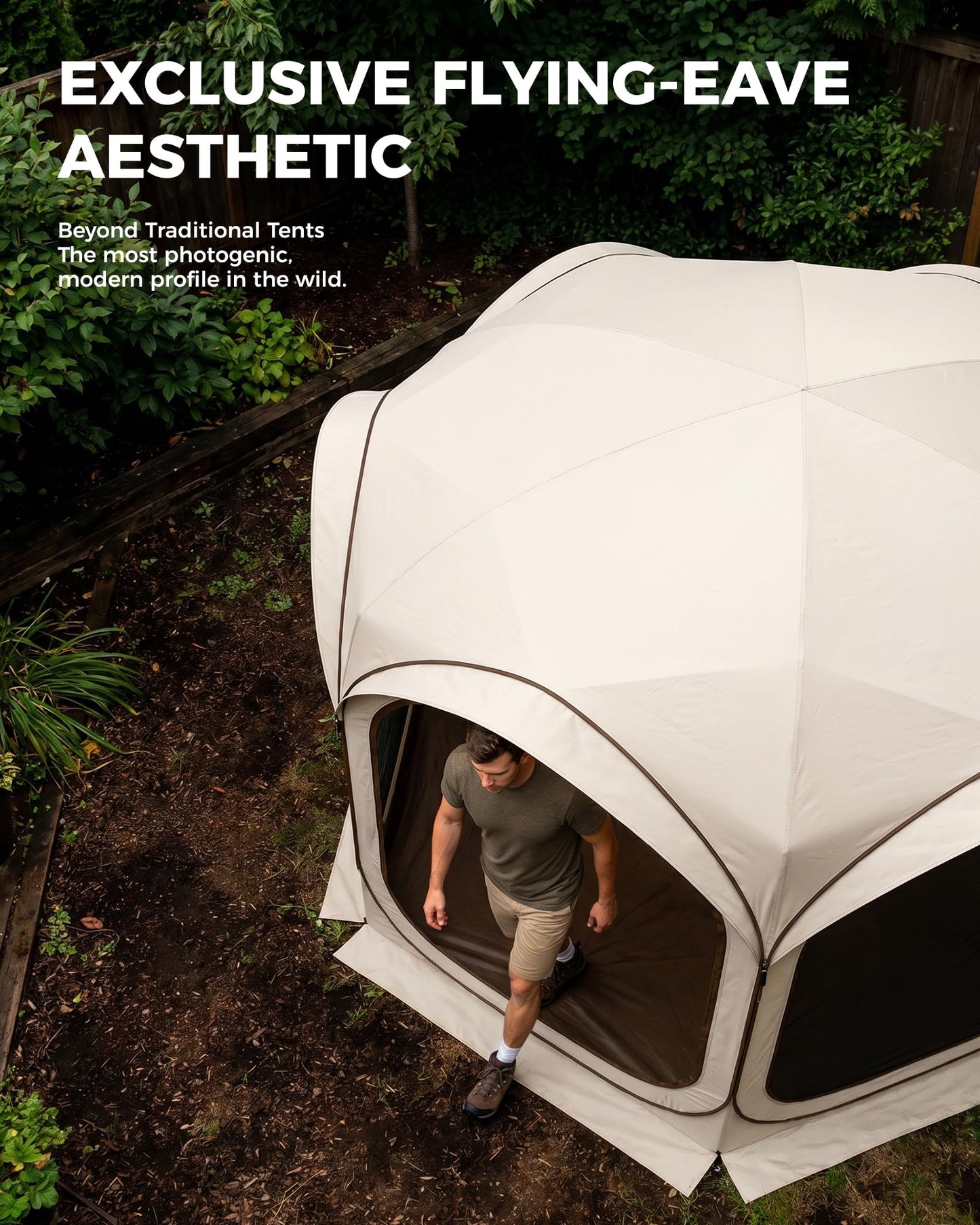 Mars Explo 12x12 FT Pop-Up Screen Tent, Portable Screen Room Canopy with Zipper Doors for Patio, Backyard, Deck & Outdoor Activities, Beige