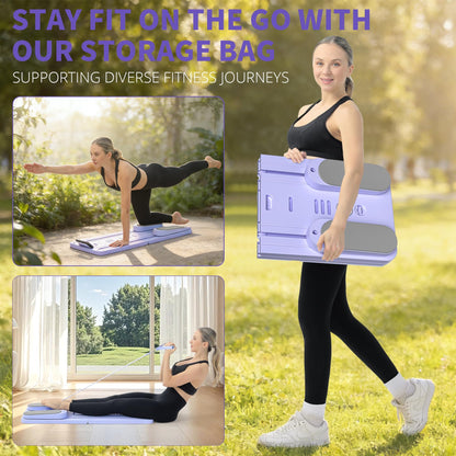 VigorEdge Pilates Board - Pilates Reformer Set, Multi-Purpose Foldable Pilates Reformer Board for Home,11 in 1 Pilates Equipment (Purple)