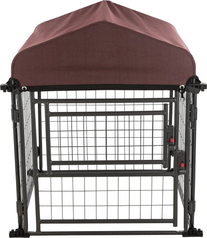 Trixie Deluxe Portable Dog Kennel S: 30 × 30 × 36 in – Foldable Heavy-Duty Steel Dog Enclosure with Weather-Protective Sunshade Cover – Expandable & Lockable Outdoor Dog Kennel – 1 x Kennel Set