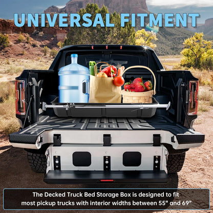 HECASA Adjustable 55-69 inch Truck Storage Box Compatible with Ford Chevy Chevrolet GMC Dodge Ram Toyota Nissan, Universal Truck Bed Storage Cargo Organizer Beds, Secure Cargo Organizer