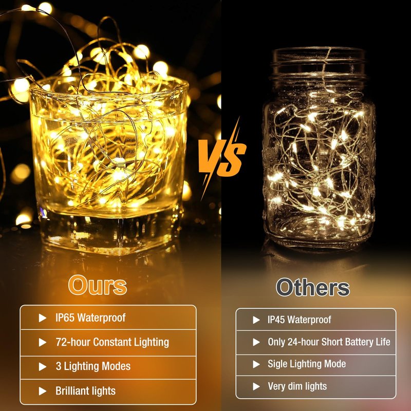 Fairdeer 12 Pack Fairy Lights Battery Operated - 7ft 20 Led Twinkle Lights 3 Modes, Bulk Mini String Lights Waterproof for Mason Jars Vases DIY Party Wedding -Warm White & Cold White