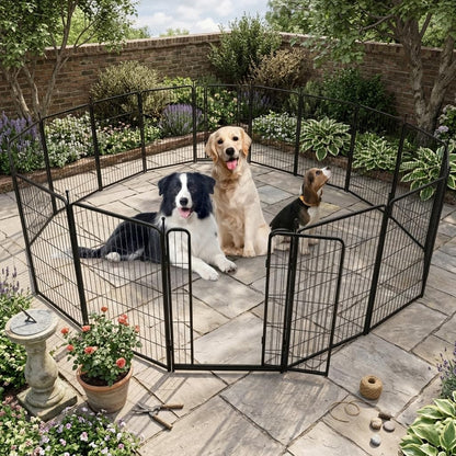 IDEALHOUSE Dog Playpen – 40" h 16-Panel Heavy Duty Metal Pet Exercise Pen for Indoor/Outdoor Use, Wide Door with Low Threshold, Portable Puppy Enclosure for RV, Camping, Garden, Yard