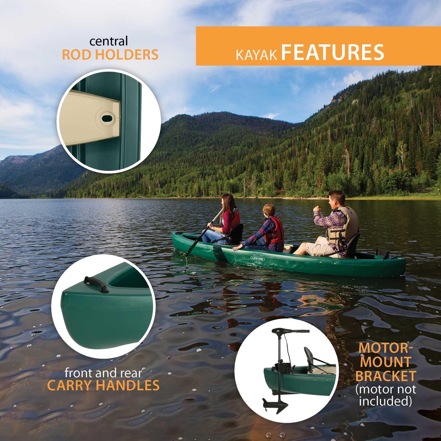 LIFETIME Wasatch Canoe, Green, 13'